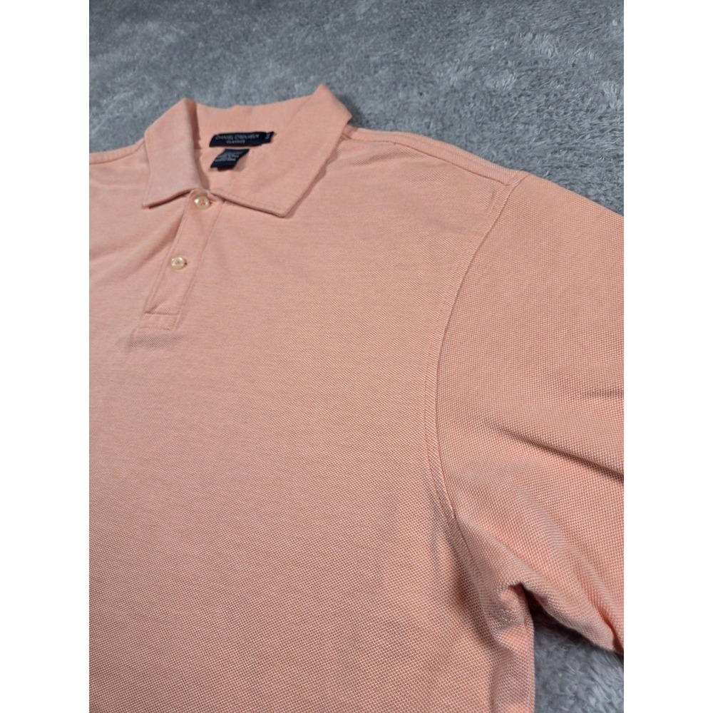 Daniel Cremieux Classics‎ Mens Large Peach Pique Cotton Short Sleeve Polo Shirt